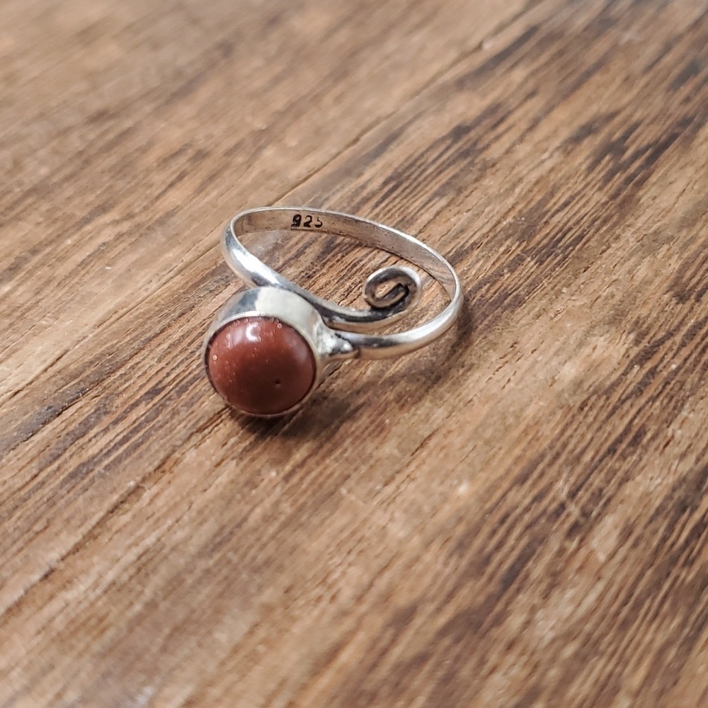 R721 carnelian heirloom sterling silver wrap ring‎ adjustable band 925